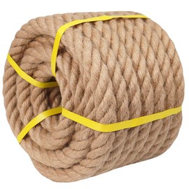 Hemp Rope - 2 Inch×50 Feet - Natural Jute Rope - Twisted Manila Rope for Deer, Docks, Nautical, Rope Railings, Decorating