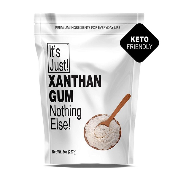 It's Just! Xanthan Gum, 8 oz. Nothing Else. Keto Friendly Baking, Non-GMO. Thickener for Sauces, Soups, Dressings. Personal-Care Products. Packaged in the USA!