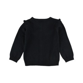 RuffleButts Black Sweater Knit Ruffle Trim Cardigan - 6-12m