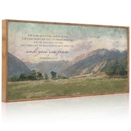 Aurlan Numbers 6:24-26 May The Lord Bless You Wall Art(40"x20"), Large Jesus Christian Bible Verse Scripture Canvas Artwork, Abstcat Watercolor Mountain Landscape Nature Decor for Home Dining Room Christ Gift