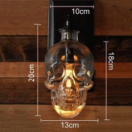 BROLEO 2 Set PCS Industrial Glass Wall Sconces Cool Ghost Skull Wall Light LED Bedside Lamp Vintage Wall Mounted Decor Gothic Lighting Fixture for Boy Bedroom Living Room