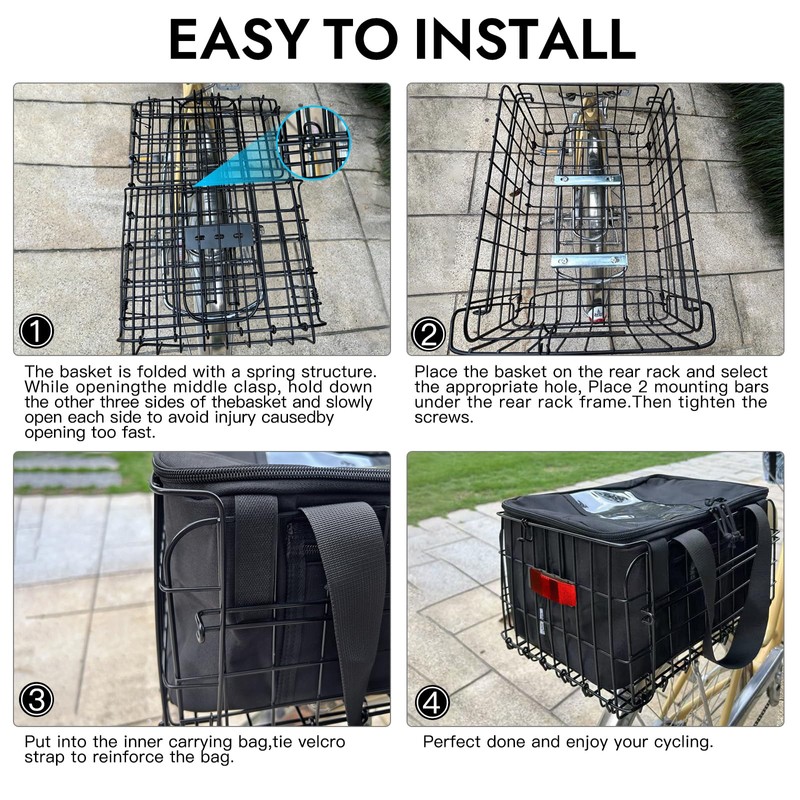 RAYMACE Bike Basket Rear with Cooler Bag and Cargo Net,Waterproof