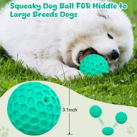 ZRIFAQESW Squeaky Dog Toys for Aggressive Chewers, Indestructible Dog Balls for Aggressive Chewers, Blue Green Squeaky Balls for Dogs