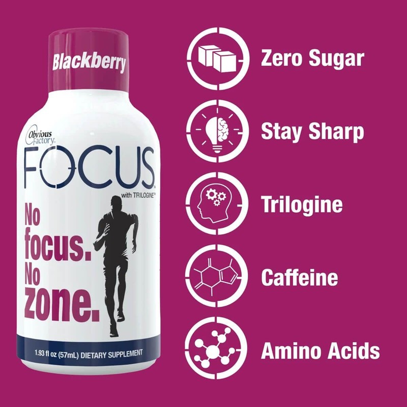 Focus Shots with Trilogine, Stay Sharp, Zero Sugar Energy Boost,
