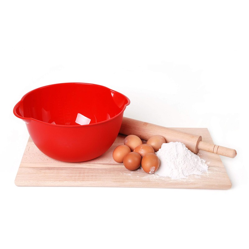 Mintra Home Mixing Bowl w/Colander (Large 4.5L, Red) - For