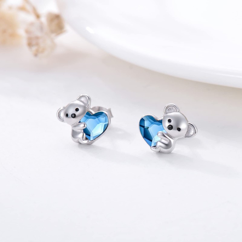 Hypoallergenic Koala Stud Earrings 925 Sterling Silver Koala Bear Cute