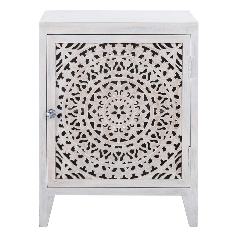 Safavieh Home Thea Brown 1-door Carved Mandala Nightstand