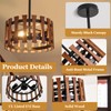 2-Light Farmhouse Wood Pendant Lights Rustic Wood Chandeliers with Black