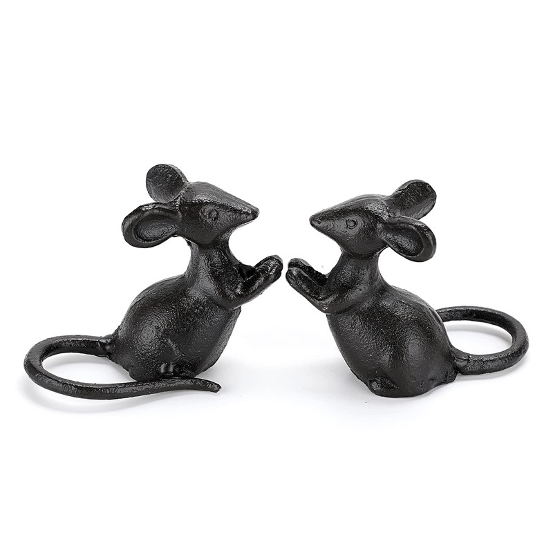 SUMTree 2pcs Cast Iron Little Cute Mouse Ornament Decorative Desktop