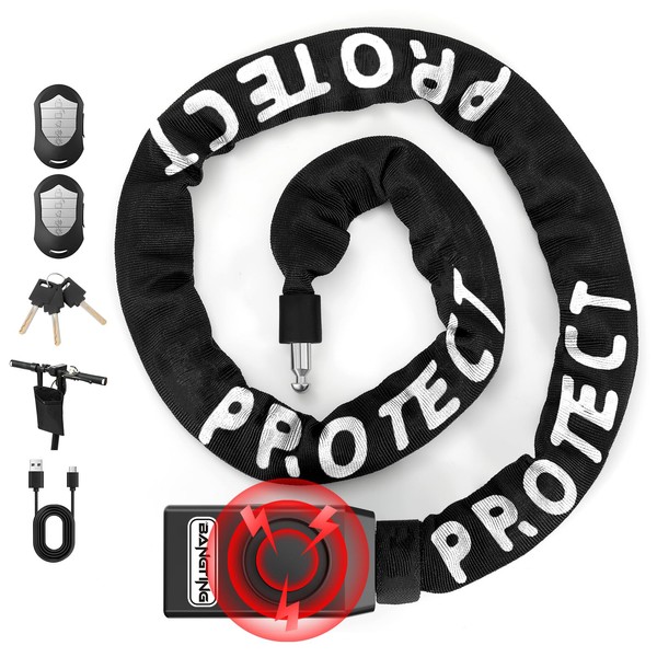 BANGTING Bike Chain Lock Heavy Duty with 110dB Alarm, Bicycle