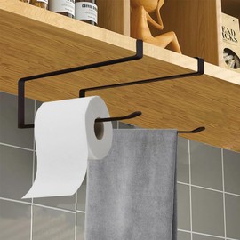 Tiiyee Paper Towel Holder Under Cabinet, Tissue Storage Rack Dispenser Kitchen Cling Film Shelf Free Punch Sliding Wall Mount Roll Hanger Organizer for Utility Room Countertop Pantry Laundry Steel