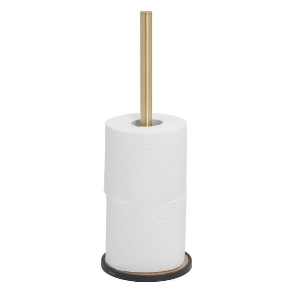 Tiger Tune Spare Toilet Roll Holder Holds up to 3 Toilet Roll Free Standing Brushed Brass / Black 126mm x 356mm x 126mm