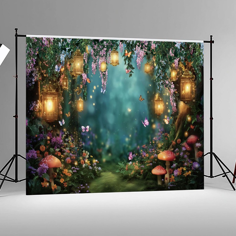Raoycla Enchanted Forest Backdrop, Fairy Woodland Forest Mushroom Party Decorations