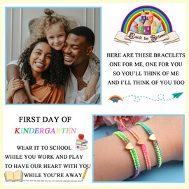 QqzsJewls Family Matching Heart Bracelets for 4 Mom Mother and Two Daughters Son Mama and Mini Mommy and Me Comfort Jewelry First Day of School Kindergarten Gifts (C-2B2S)