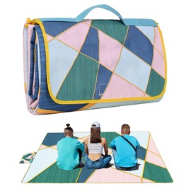 DanCoom Picnic Blanket, Foldable Waterproof Sand Mat,80" x 80" Extra Large Picnic Blanket,Outdoor Mat Beach Blanket for Camping Hiking Travel Family Concerts