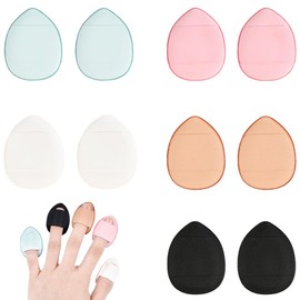 Finger Puff Powder Puff Makeup Puff Set of 10 Cushion Puff Mini Size for Both Wet and Dry Multi-functional, Portable, Nose Wings and Mouth Compatible, Air Puff 3 Layer Construction, Soft,