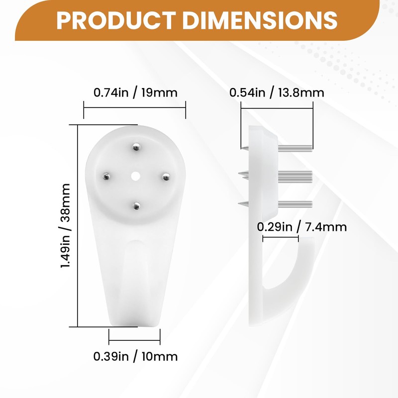 ZDRU 60pcs Concrete Wall Hooks, Non-Trace Picture Hanger, Invisible Nail