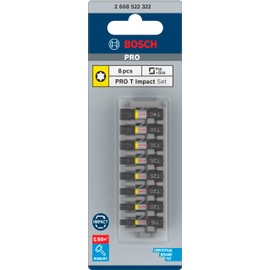 Bosch Accessories 8-Piece Screwdriver Bit Set Torx (Impact Control, T Bits - Length 25 mm, Pick and Click, Accessories Impact Driver Drill)