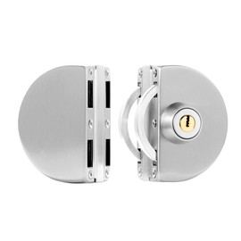 Sliding Glass Door Lock Fits on 10 mm to 12 mm Glass Door, Door Lock Security with Double Swing, Hinged Frameless Push Sliding Gate Lock with 3 Keys