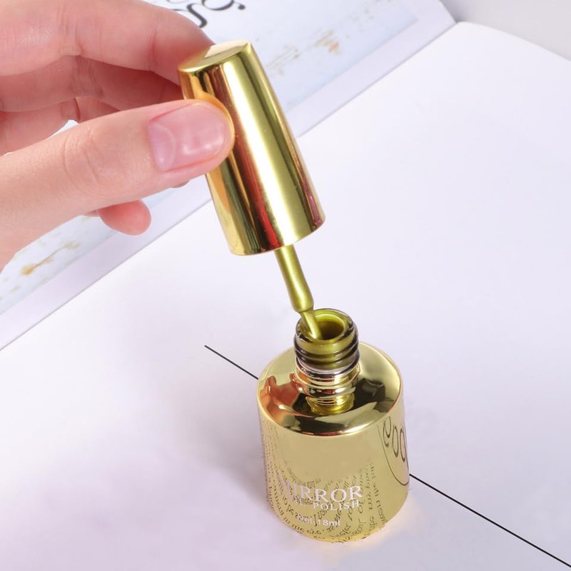 Esmalte De Metálico Espejo Dorado Gel Para Barniz Acabado y