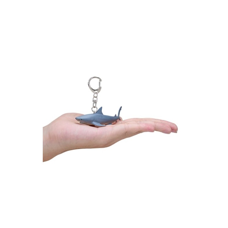Mojo 387607 Great White Shark Animal Figure Keychain, gray
