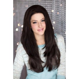 Brown half wig hairpiece, layered and straight: Summer dark brown #4