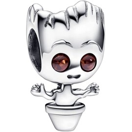 Beads R Us ® Dancing Groot swaying in his pot crafted in Sterling Silver - Compatible with all European style Charm Bracelets, Necklaces and Anklets.