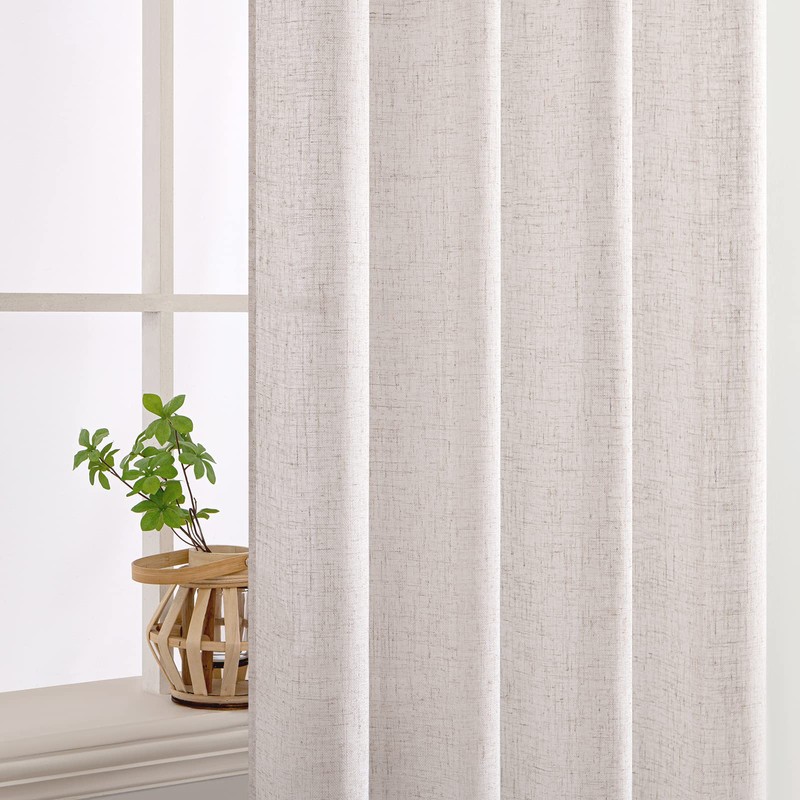 MIULEE - Cortinas de lino blanco de 45 pulgadas de