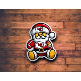 Dad's 66 custom designs Kansas City Chiefs Santa Claus Sticker- Festive Holiday Fan Gear