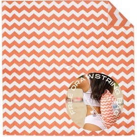 Plush Microfiber Beach Blanket, Extra Large Beach Mat for 3-6 Persons, Sandproof, Windproof | Hole for Umbrella, Corner Sand Pockets to Fight Wind (Bag for Blanket Included)