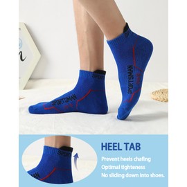 POTXRESD Mens Blue Ankle Athletic Socks Running Socks Cotton Low Cut Breathable Cushioned Arch Support Casual Socks 6-12 (6 Pairs)
