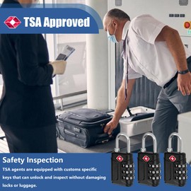 TRUEIN 3 Pack Suitcase Locks, 3-Digit TSA Approved Luggage Locks, Resettable Suitcase Padlock, Flexible Security Combination Padlock Locker Padlocks for Travel Luggage Suitcases (Black)