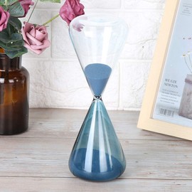 Mumusuki Hourglass Clock Blue Sand Timer, Innovative Cone Shape Unique Sand Clock Timer Glass Birthday Gift Office Kitchen Decor Table Ornament(M)
