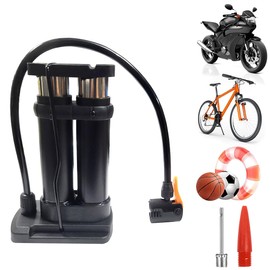 Ruayia Bicycle Pump Duplex Metallic All Valves for AV/DV/SV, Air Pump Bicycle Pump Air Floor Pump Suitable for MTB Trekking Bikes Children's Bikes Balls - Duplex