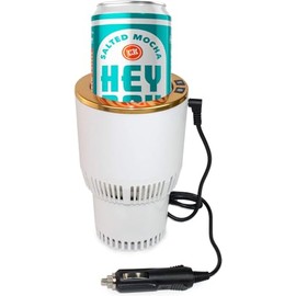 2-in-1 Smart Heating Cooling Car Cup Car Cooling and Heating Cup Holder Display One-touch Adjustment Function Suitable for Commuter Road Travelers Holiday（White Gold）