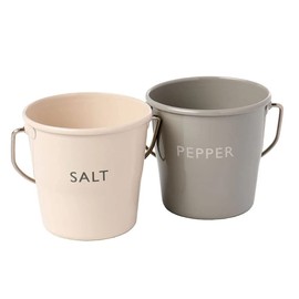 Eddingtons Ranch Salt & Pepper Condiment Buckets Cream and Grey