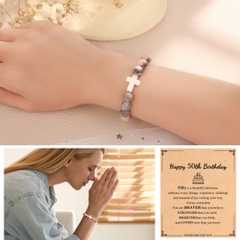 Christian Christmas Gifts for Women, Religious Cross Bracelet Gifts for Women/Daughter/Friend/Sister/Grandma/Granddaughter/Godmother, Inspirational Birthday Faith Based Jewelry Gifts Jesus Bracelet