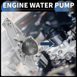 INFINAUTO Water Pump, Front 26.7x8.6cm Engine Water Pump with Tensioner Kit No.14400P8AA01/14510P8AA01/14550P8AA01 for Acura CL 2001-2003 Silver Tone, 1 Set