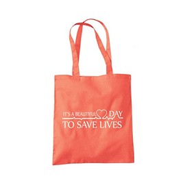 It's a Beautiful Day To Save Lives - Tote Shopping Bag - Hospital TV Show Merch My Person One size coral