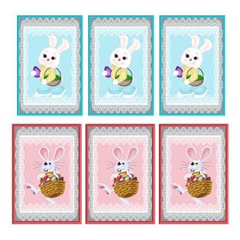 Easter Bunny and Rabbit Card Making Toppers x 6