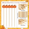 200 Pcs Fall Pumpkin Cocktail Sticks Decoration, Handmade Fancy Party