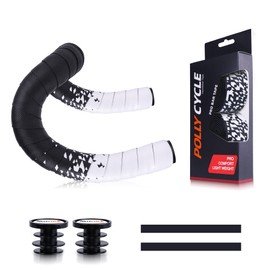 PollyCycle Handlebar Tape for Road Bike – 3mm Thick Shock-Absorbing Silicone Bar Tape – Anti-Slip, Sweat-Wicking, Lightweight – Includes Bar End Plugs & Finishing Tapes