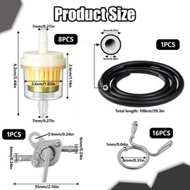 Motorcycle Inline Fuel Filter Kit - Diesel Heater Fuel Line Kit includes Φ5mm fuel line hose(1M) & fuel filters & fuel tank switch & hose clamps, Gasoline Filter Kit for Car Truck Scooter Motorcycle