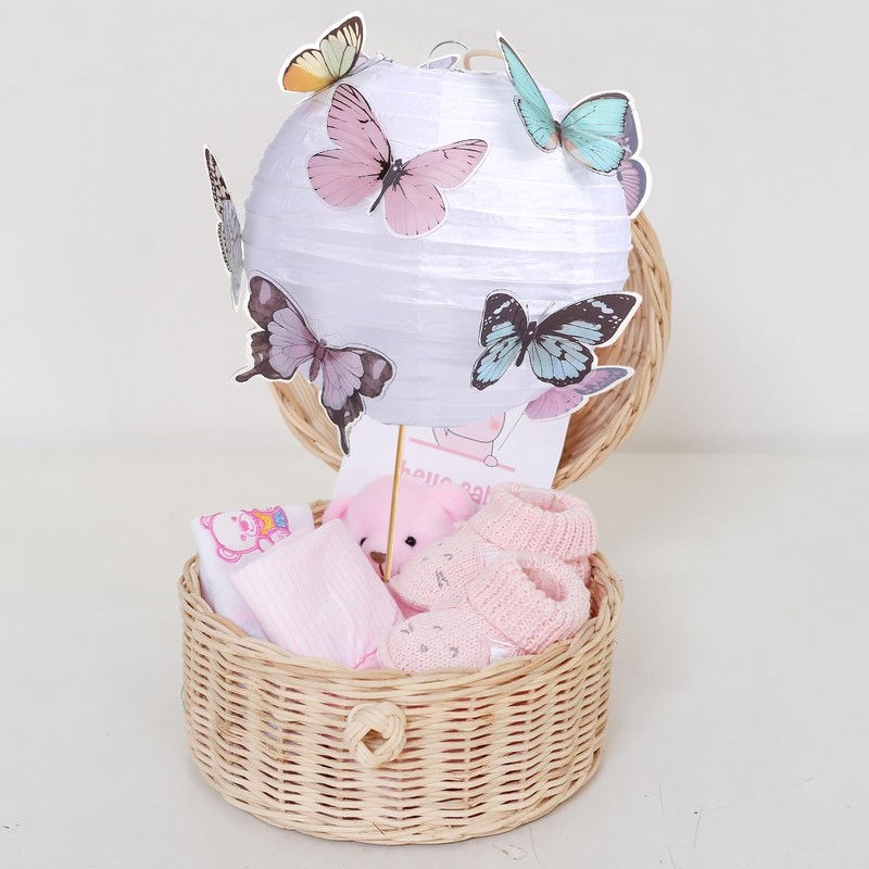 LIHAO 20 cm Paper Lantern Lampshade with Butterfly Round Lantern