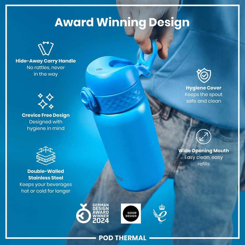 Ion8 Vacuum Insulated Steel Water Bottle, 320 ml/11 oz, Leak