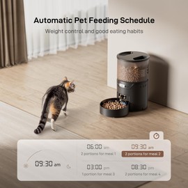 IMIPAW PET Automatic Cat Feeder: 3L Auto Food Dispenser with Timed Feeding| 6 Meal Programmable& 1-20 Portion Precise Control- Easy to Clean & Setup for Cat Indoor| Desiccant Bag Keep Food Fresh