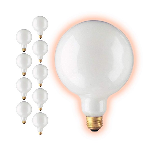 GoodBulb 150-Watt G40 Incandescent Globe Light Bulbs | Frosted Finish Medium E26 Base 2700K Warm White Light Color | Dimmable | 2000 Lumens | Pack of 10 Bulbs
