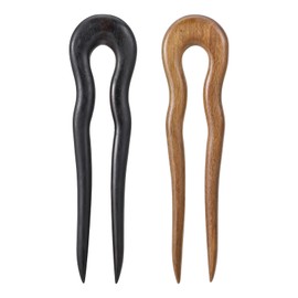 Pack of 2 French Pin Wood, French Twist Hair Pin, U-shaped Sandalwood Hair Pins, Finely Carved Handmade Wooden Hair Sticks for Women and Girls, Elegant Chinese Wooden Fork