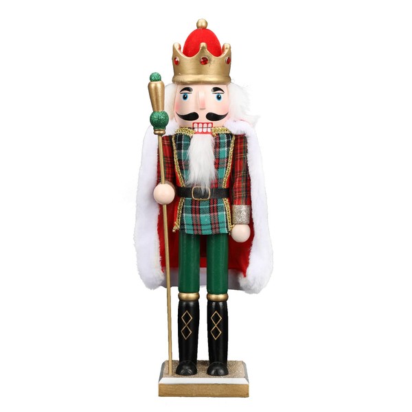 Ornamento natalizio con schiaccianoci in legno, 38 cm, decorazioni classiche tradizionali natalizie (King)