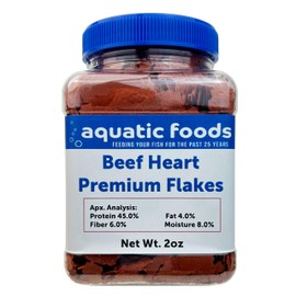 Aquatic Foods Inc. Beef Heart Enhanced Premium Flakes for Discus, Cichlids, All Tropical Fish. Aquatic Foods Premium Flakest…2oz Small Jar